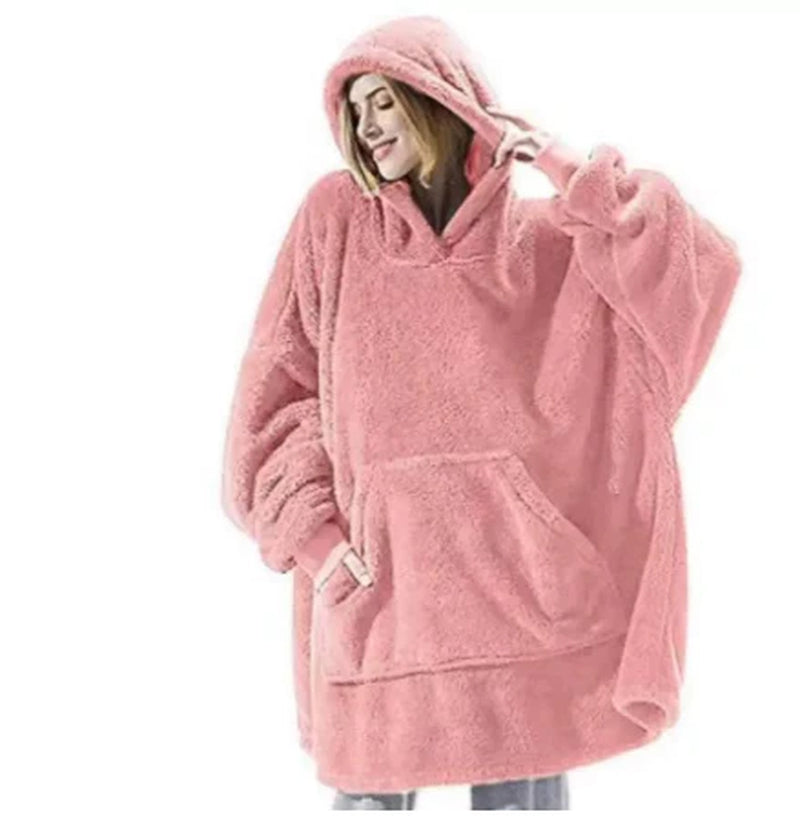Cozy Double-Sided Fleece Hoodie Sweatshirt with Spacious Pocket - Perfect for Comfort and Style