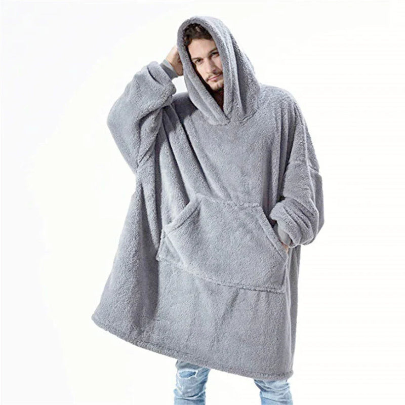 Cozy Double-Sided Fleece Hoodie Sweatshirt with Spacious Pocket - Perfect for Comfort and Style