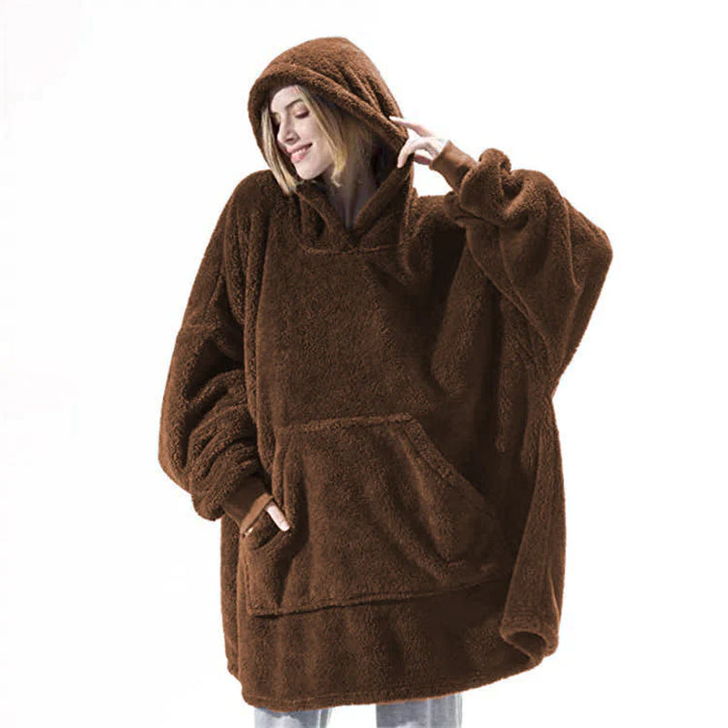 Cozy Double-Sided Fleece Hoodie Sweatshirt with Spacious Pocket - Perfect for Comfort and Style