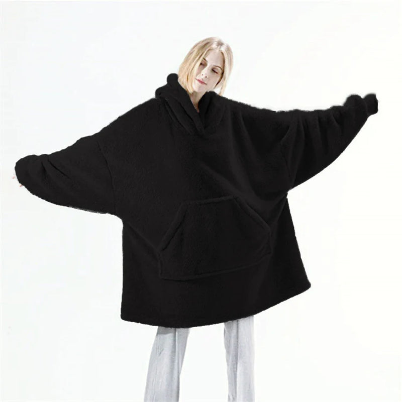 Cozy Double-Sided Fleece Hoodie Sweatshirt with Spacious Pocket - Perfect for Comfort and Style